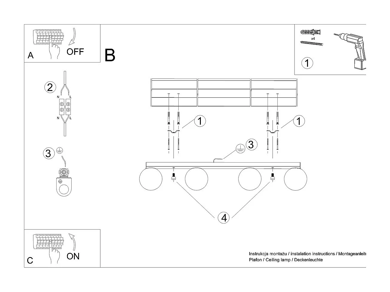 Sollux Yoli Plafonnier Globe Blanc