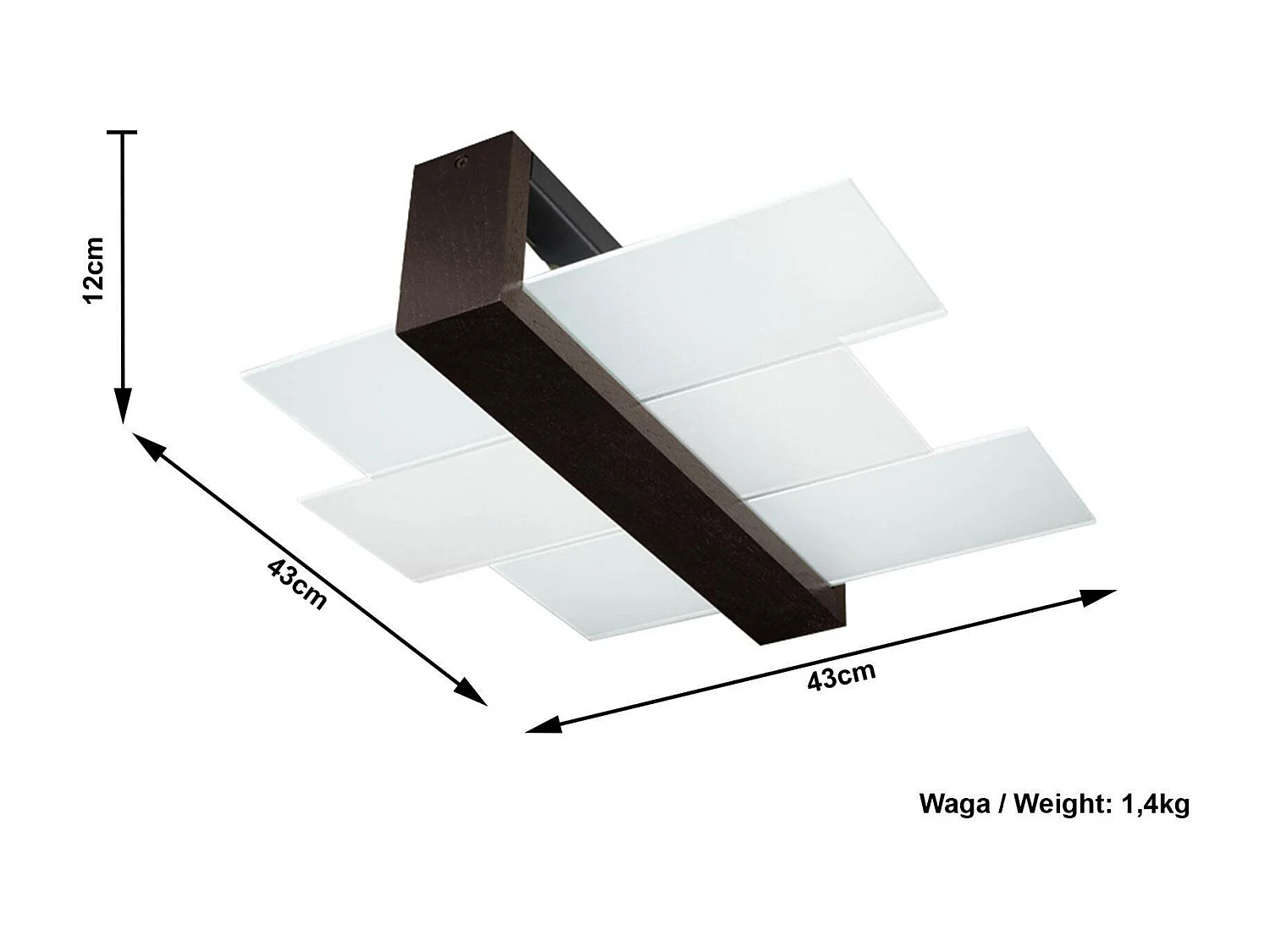 Plafondlampen Feniks Scandinavisch Van  - 2 Lichtbronnen - L.43 X H.12 Cm - Wenge