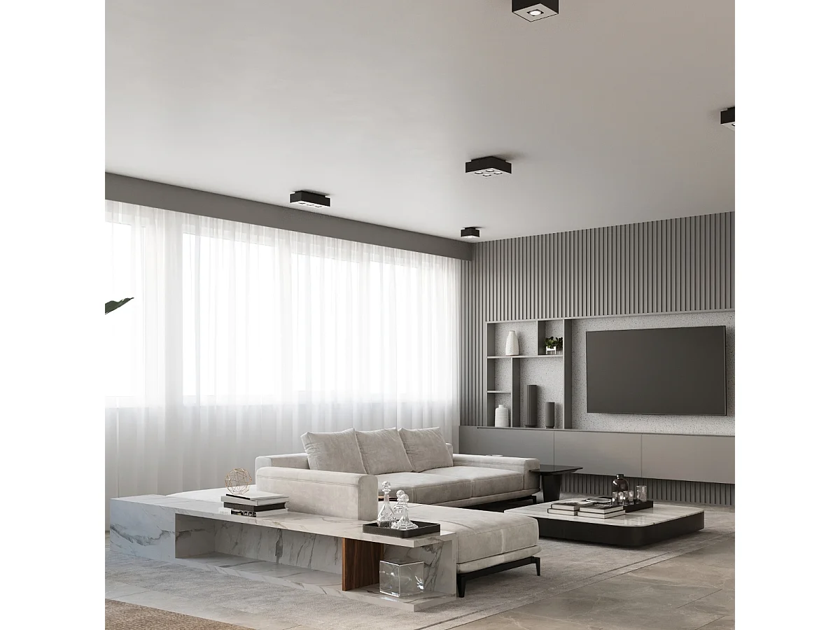 Sollux MONO Plafonnier à 4 Lumières Noir et Blanc, GU10