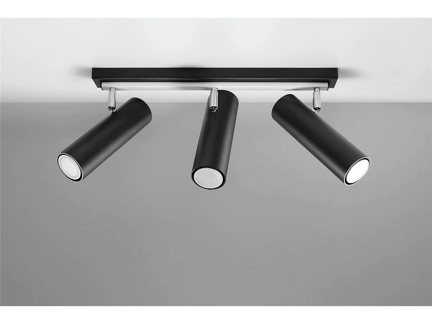 Luminárias De Teto Direzione Moderno, Aço - 3 Lichtbronnen - L.45 X H.20 Cm - Preto