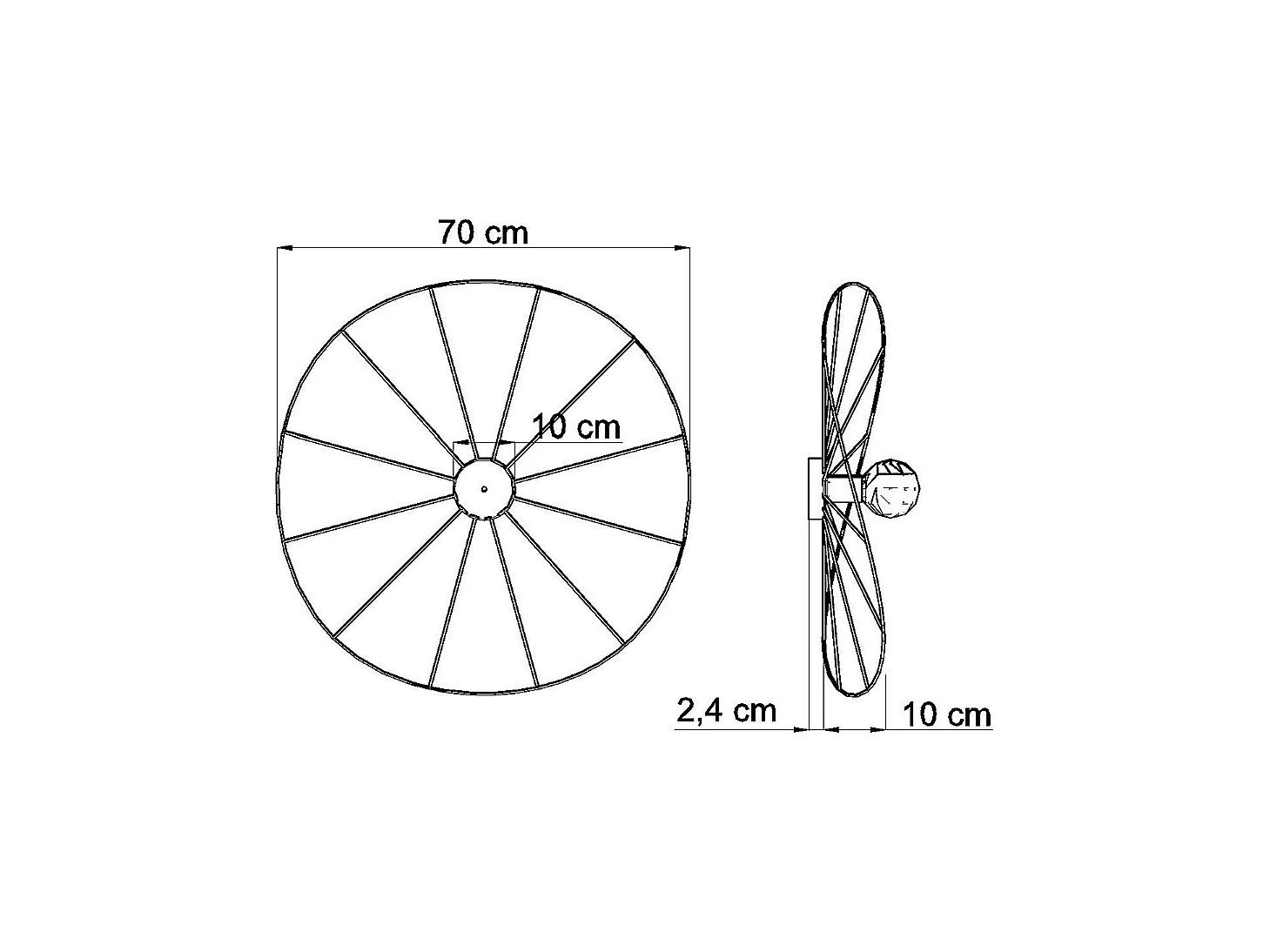 Luminárias De Teto Eskola Minimalista, Aço - 1 Lichtbronnen - L.70 X H.12.4 Cm - Preto
