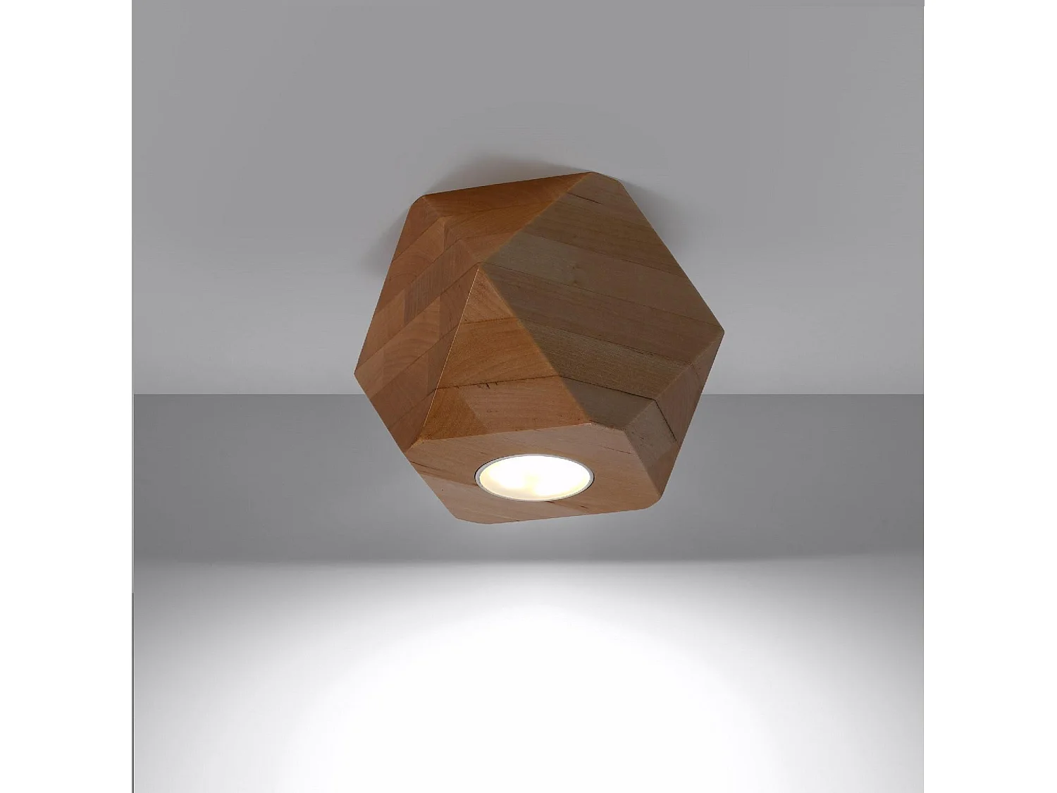 Plafondlampen Woody Scandinavisch Van  - 1 Lichtbronnen - L.12 X H.12 Cm - Natuurlijk Hout