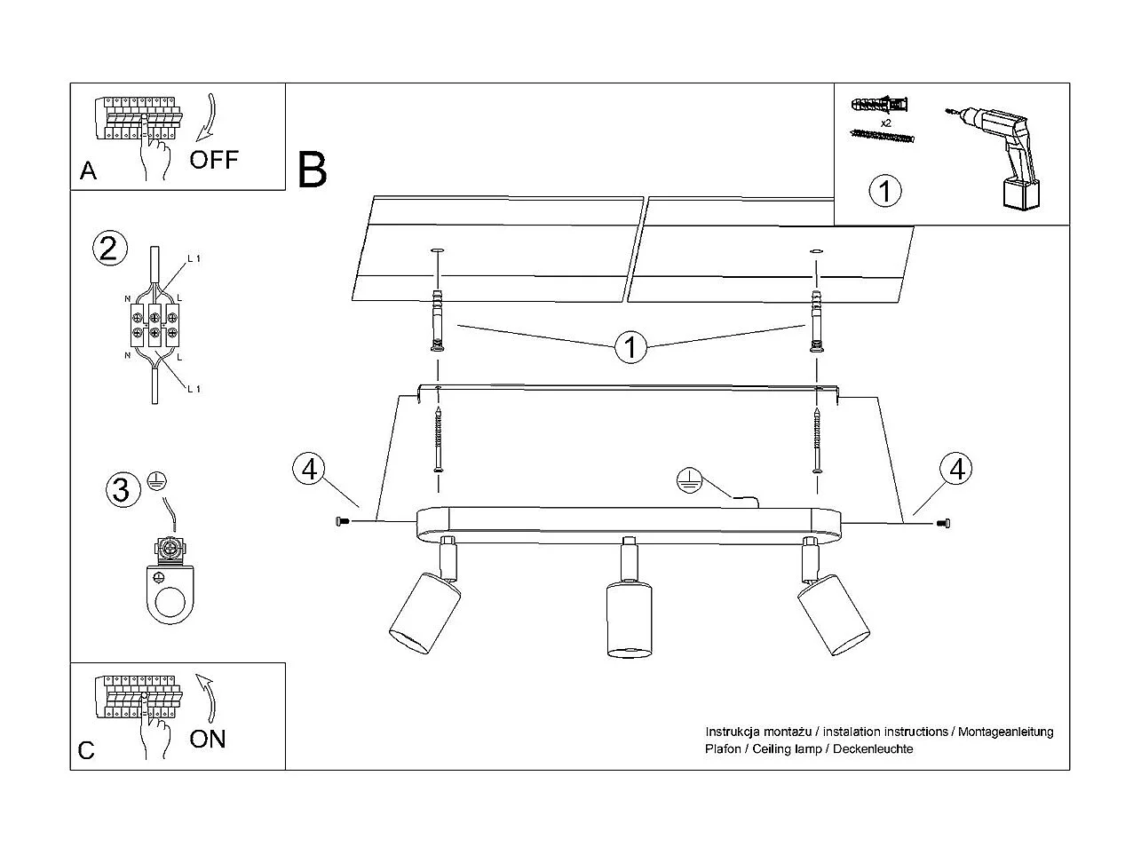 Sollux Fornes Plafonnier Spot Bar Noir