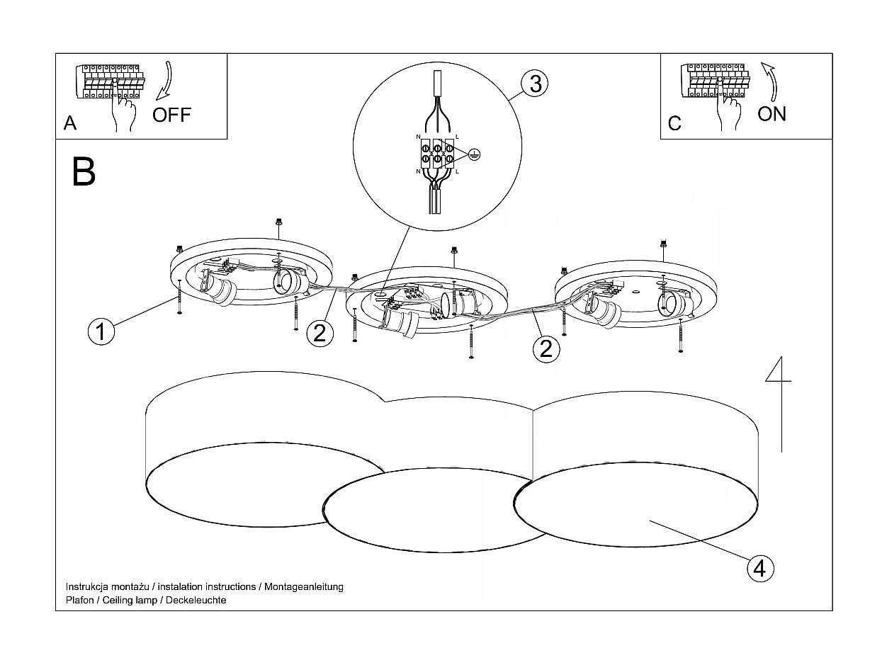 Sollux lichting Circle Dekorative Unterputz-Deckenleuchte, Weiß, 91 cm