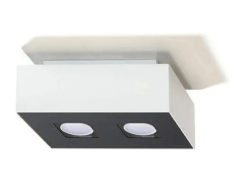 Plafony Minimalistyczny Mono, Stal - 2 Źródło - L.24 X H.11 Cm - Biały/Czarny