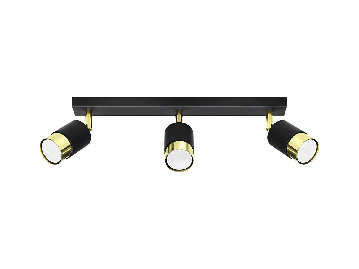 Sollux Lighting Nero Barre de spots de plafond, noir/doré, 3x GU10