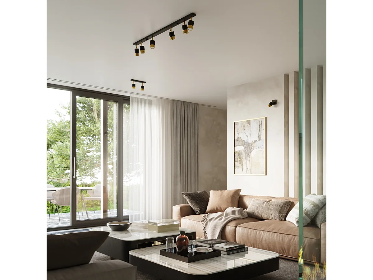 Plafondlampen Nero Modern Van  - 3 Lichtbronnen - L.45 X H.18 Cm - Zwart Goud