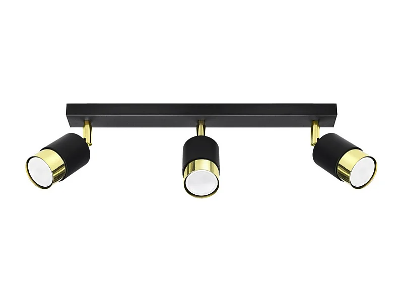 Sollux Lighting Nero Faretto da soffitto a barra, nero/dorato, 3x GU10