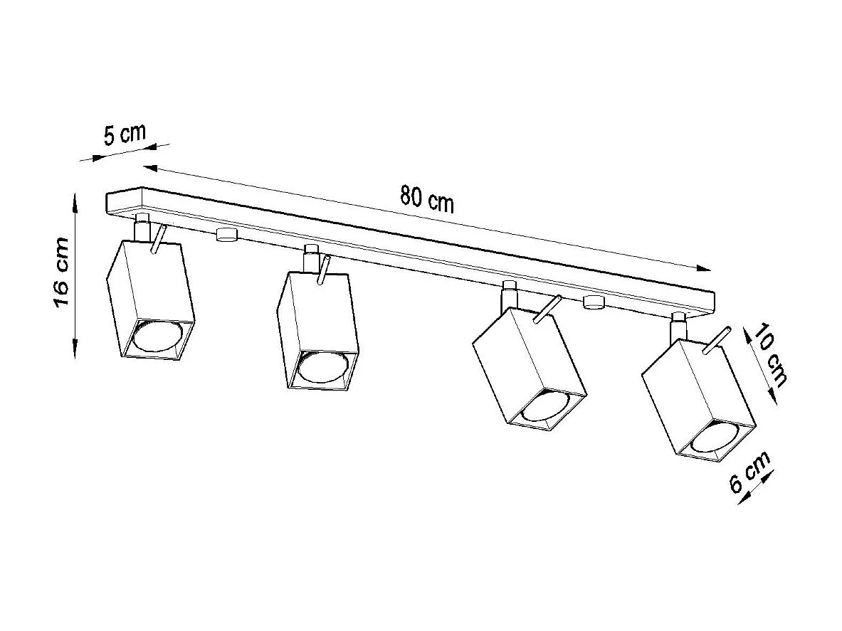 Sollux MERIDA Barre de projecteur à 4 lumières noir, GU10