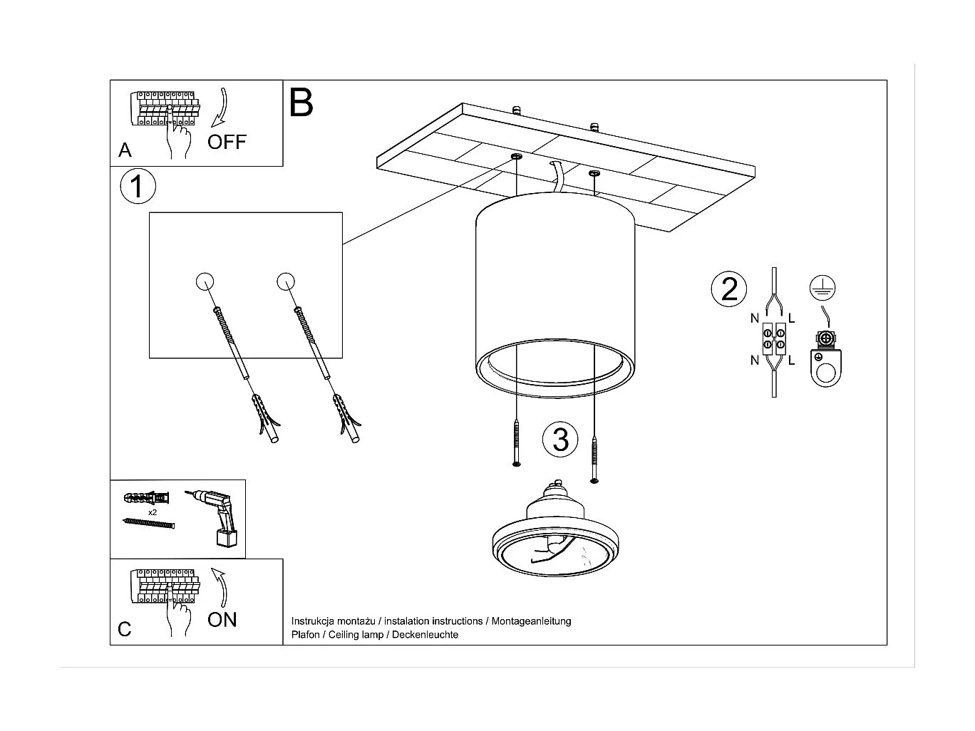Plafon KALU ceramiczny biały