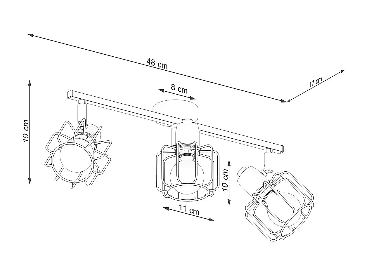 Plafondlampen Beluci Modern Van  - 3 Lichtbronnen - L.48 X H.19 Cm - Zwart