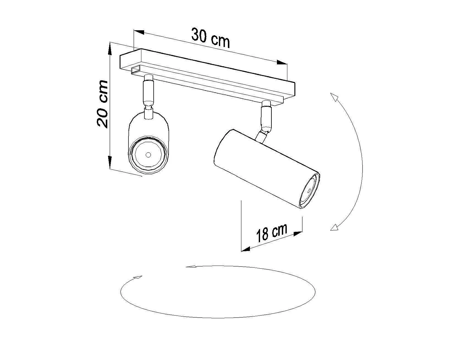 Sollux DIREZIONE Barre de projecteur à 2 lumières blanc, GU10