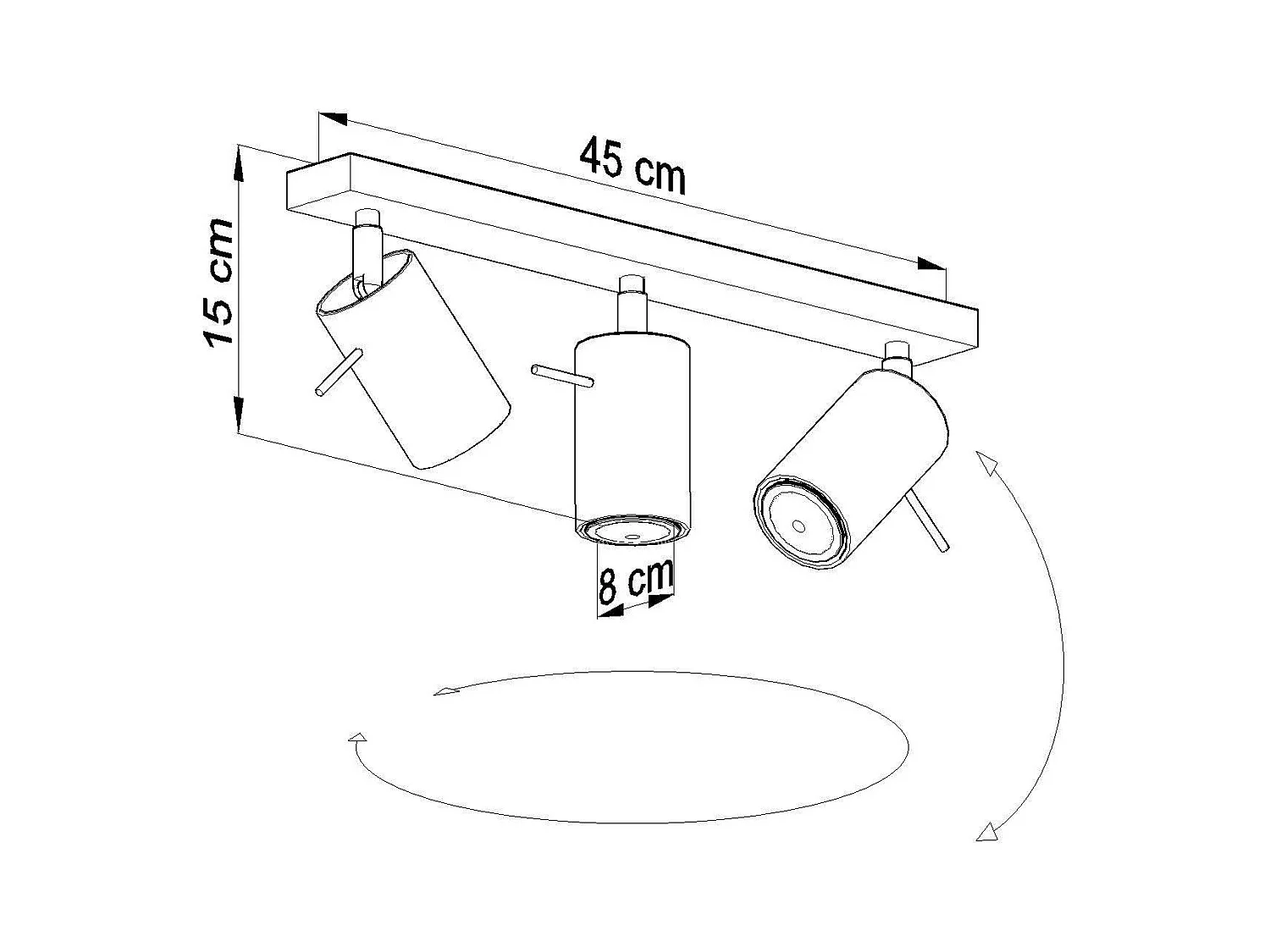 Plafondlampen Ring Modern Van  - 3 Lichtbronnen - L.45 X H.16 Cm - Grijs