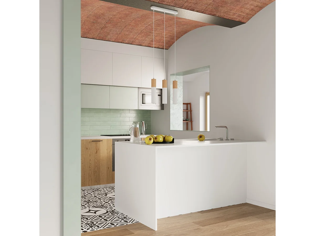 Sollux PABLO Plafonniers encastrables Flush Light Blanc, Bois naturel GU10