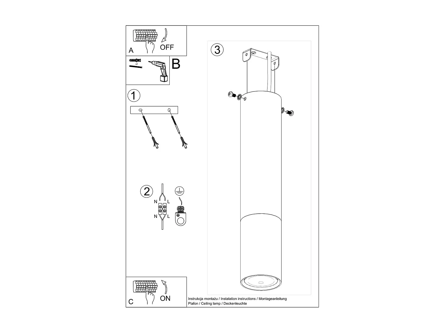 Sollux LOOPEZ Plafonniers encastrables Flush Light Noir, Chrome GU10