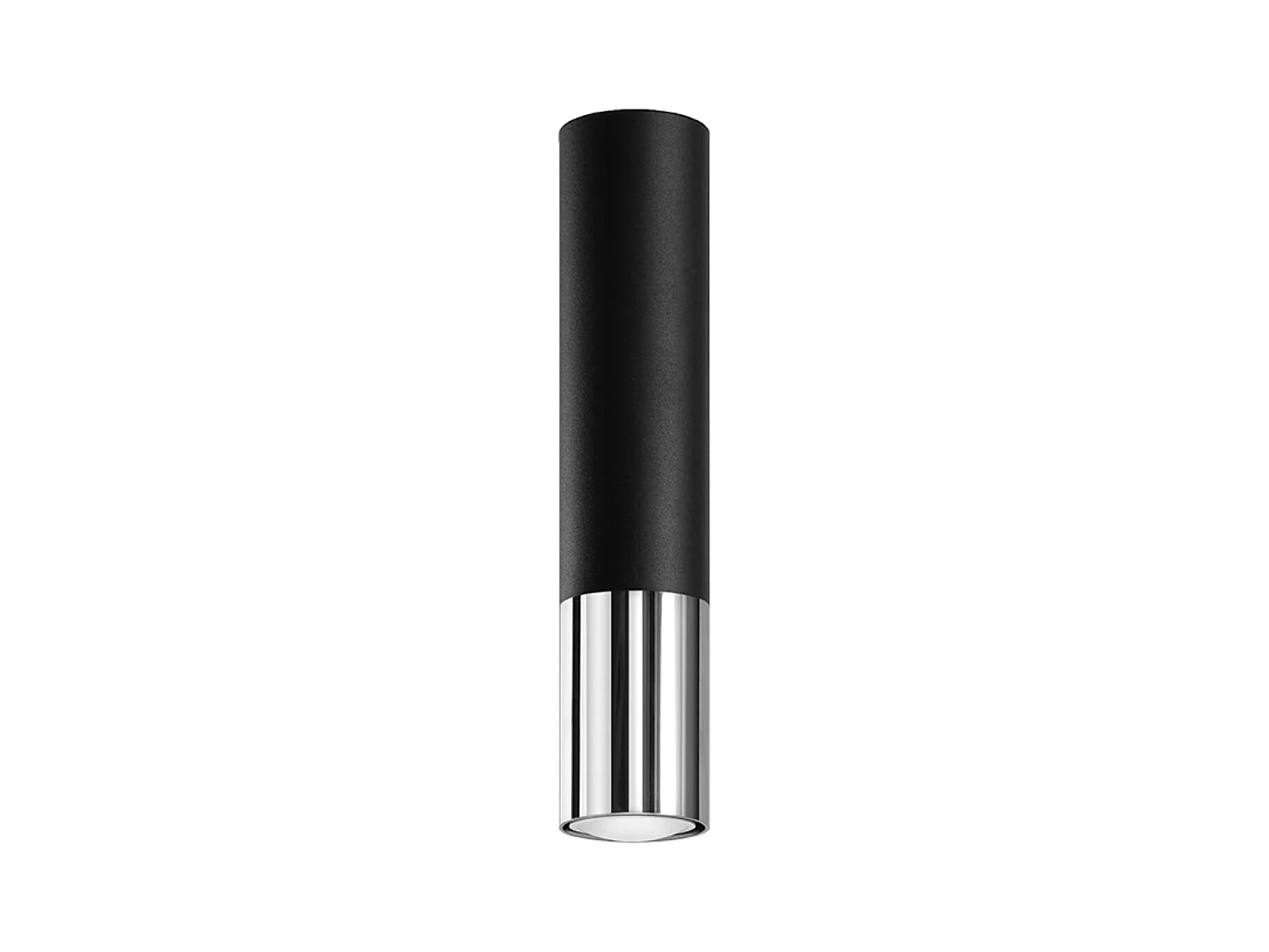 Plafondlampen Loopez Modern Van  - 1 Lichtbronnen - L.6 X H.29 Cm - Zwart/Chroom