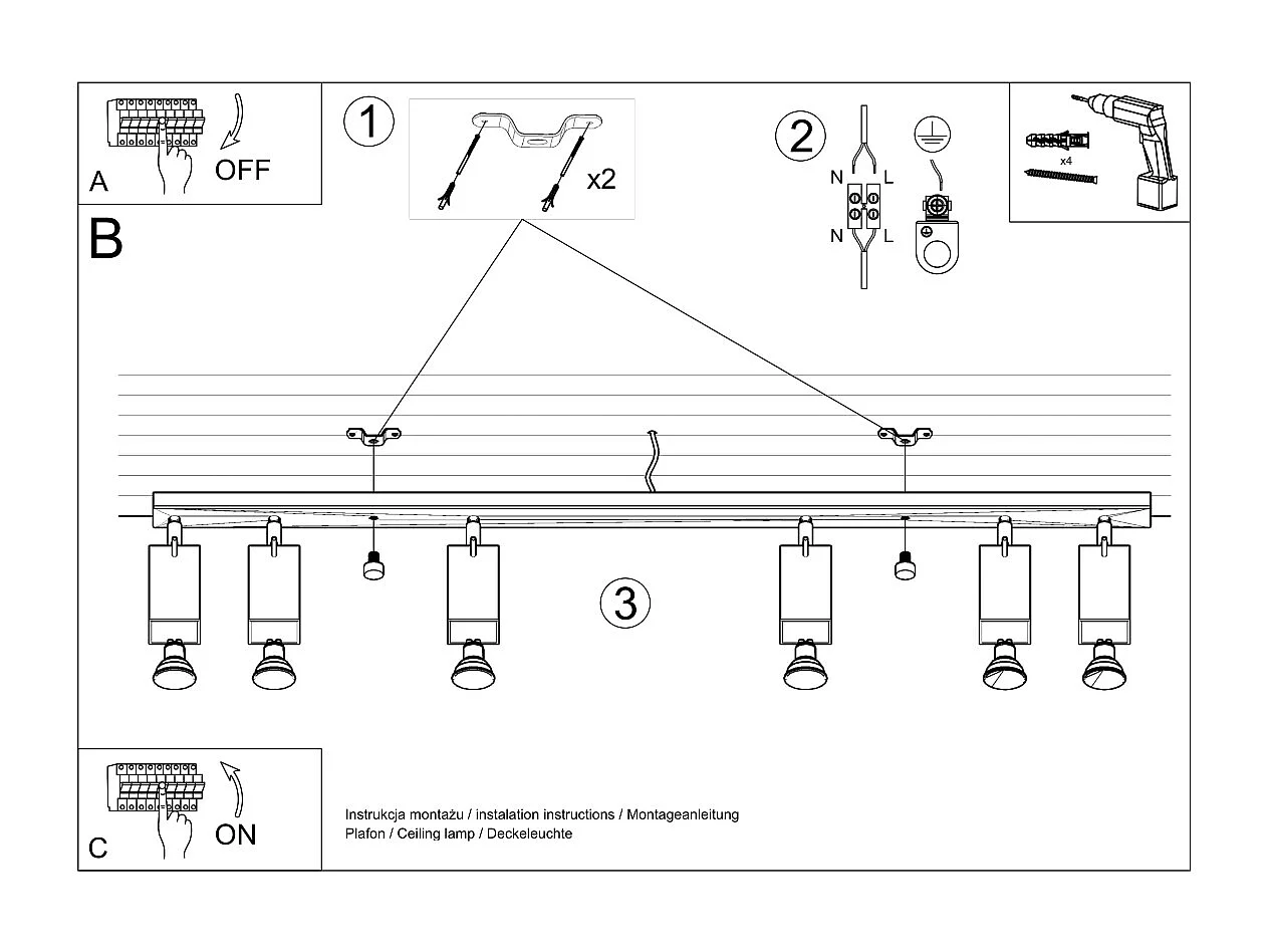 Sollux MERIDA - 6 licht Strahler Bar Weiß, GU10