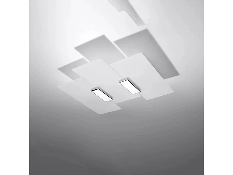 Plafondlampen Fabiano Modern Van  - 3 Lichtbronnen - L.40 X H.7 Cm - Chroom/Wit