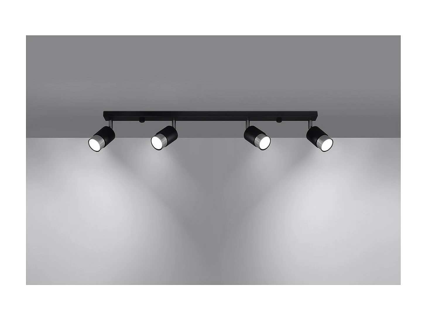 Sollux Lighting Nero Barre de spots de plafond, noir/chrome, 4x GU10