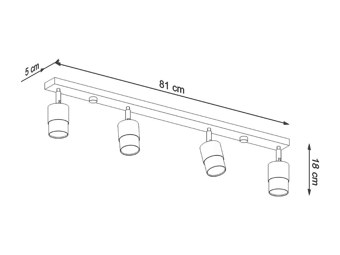 Sollux Lighting Nero Barre de spots de plafond, noir/chrome, 4x GU10