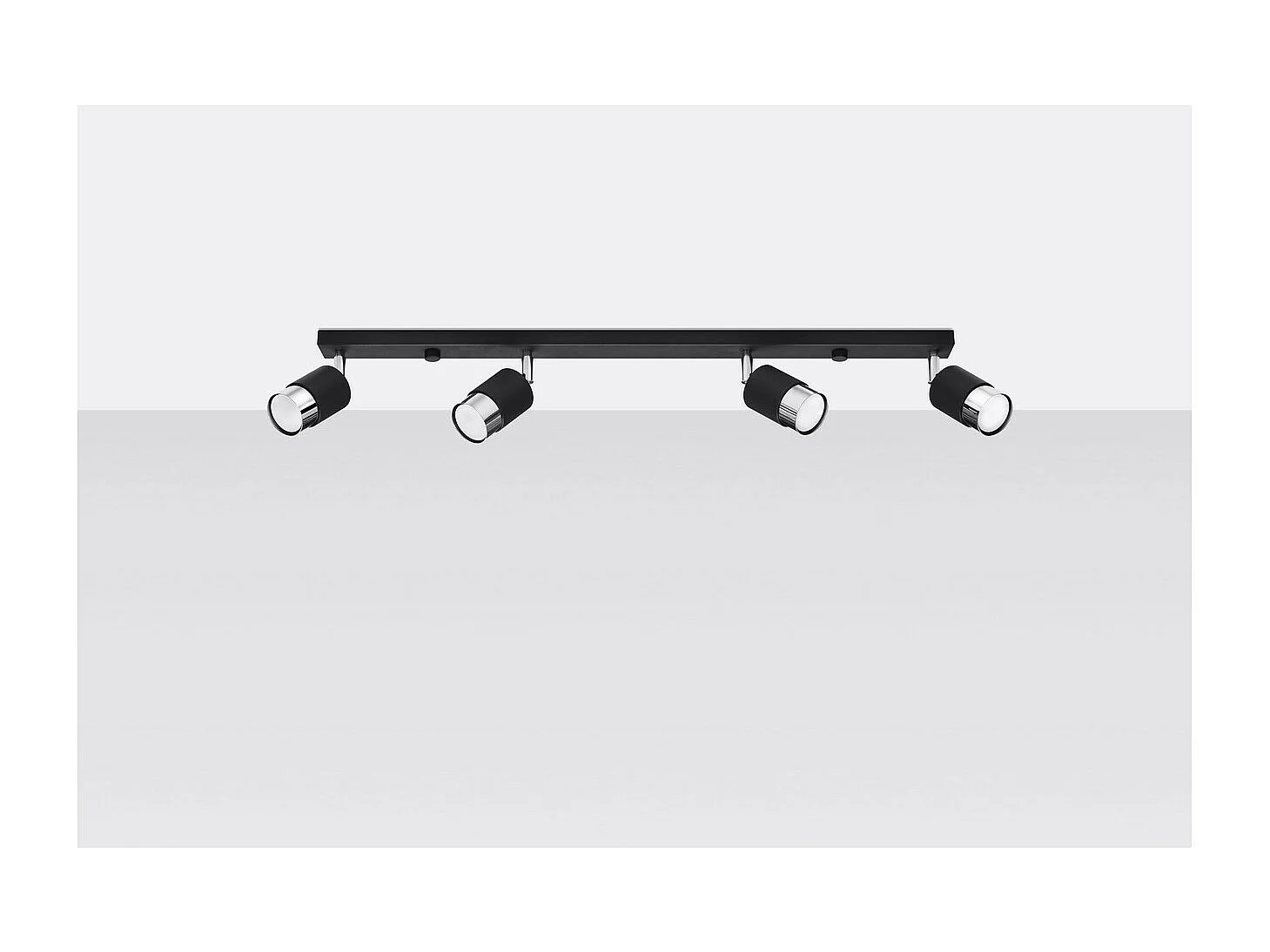 Plafondlampen Nero Modern Van  - 4 Lichtbronnen - L.81 X H.18 Cm - Zwart/Chroom