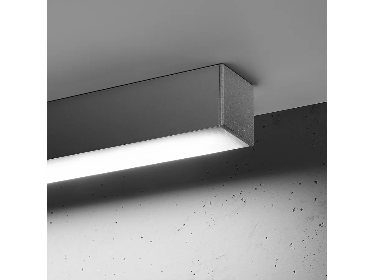 Plafondlampen Pinne Minimalistisch Van  - 1 Lichtbronnen - L.67 X H.6 Cm - Grijs