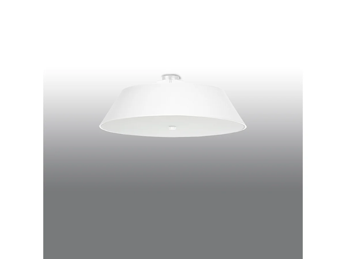 Luminárias De Teto Vega Minimalista, Tecido/Vidro/Aço - 5 Lichtbronnen - L.70 X H.25 Cm - Branco