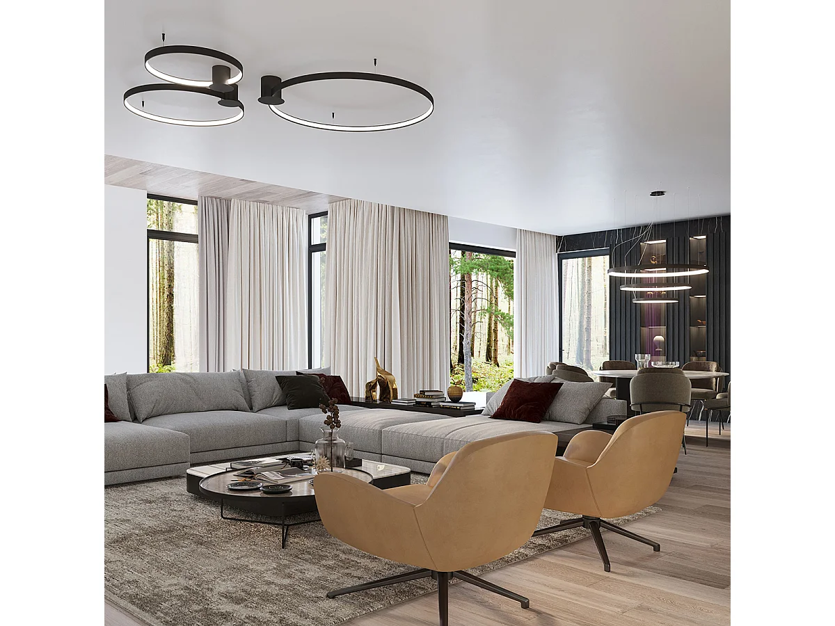 Sollux Lighting Rio Semi-encastré à LED intégré, noir, 4000K, 3870lm