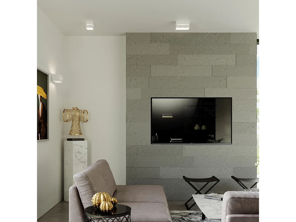 Lampada da soffitto LOBO moderno di alluminio - 2 sorgenti luminose - L.20 x A.10 cm - bianco