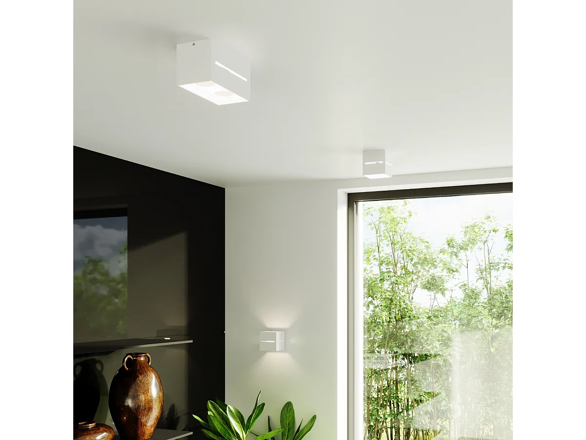 Lampada da soffitto LOBO moderno di alluminio - 2 sorgenti luminose - L.20 x A.10 cm - bianco