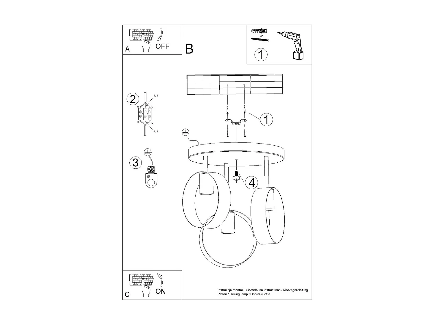 Plafondlampen Titran Modern Van  - 3 Lichtbronnen - L.30 X H.34,5 Cm - Wit