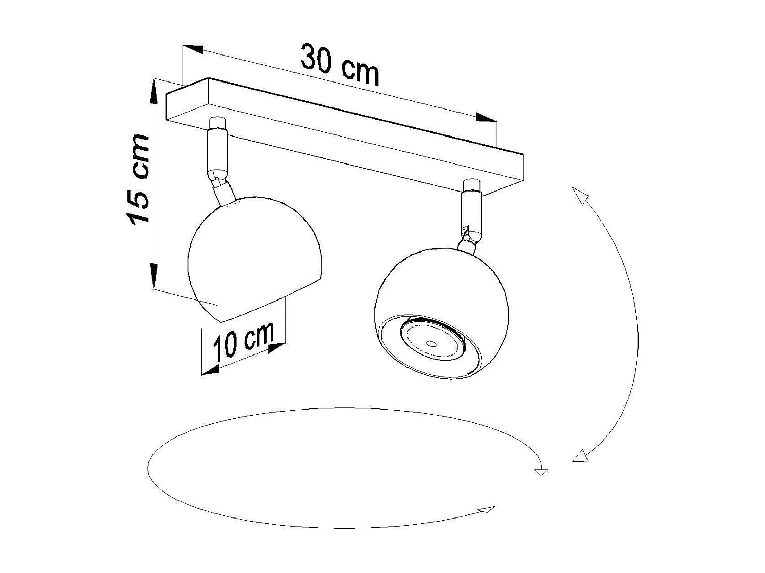 Luminárias De Teto Oculare Moderno, Aço - 2 Lichtbronnen - L.30 X H.16 Cm - Preto