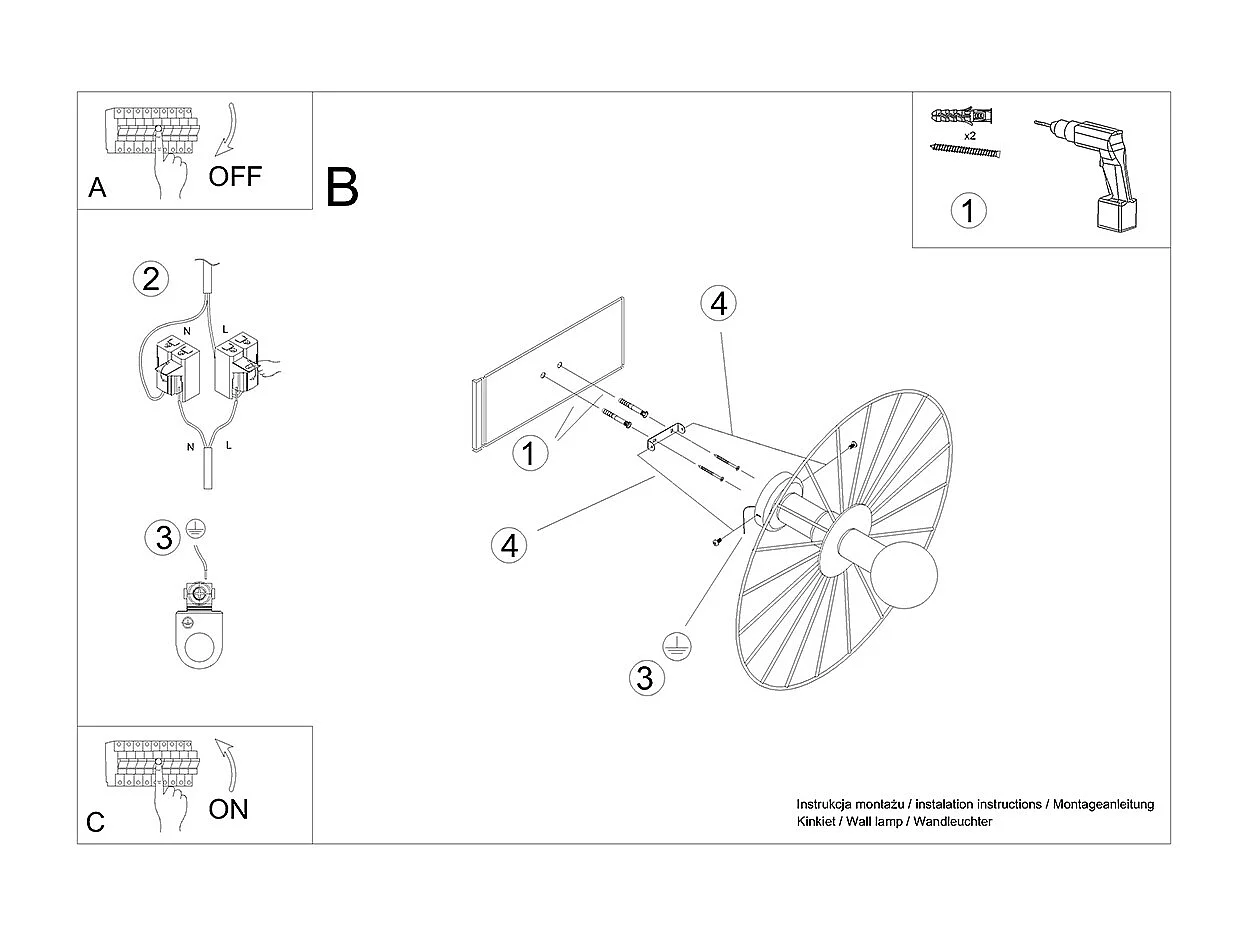Luminárias De Teto Sirkel Moderno, Aço - 1 Lichtbronnen - L.60 X H.12 Cm - Preto