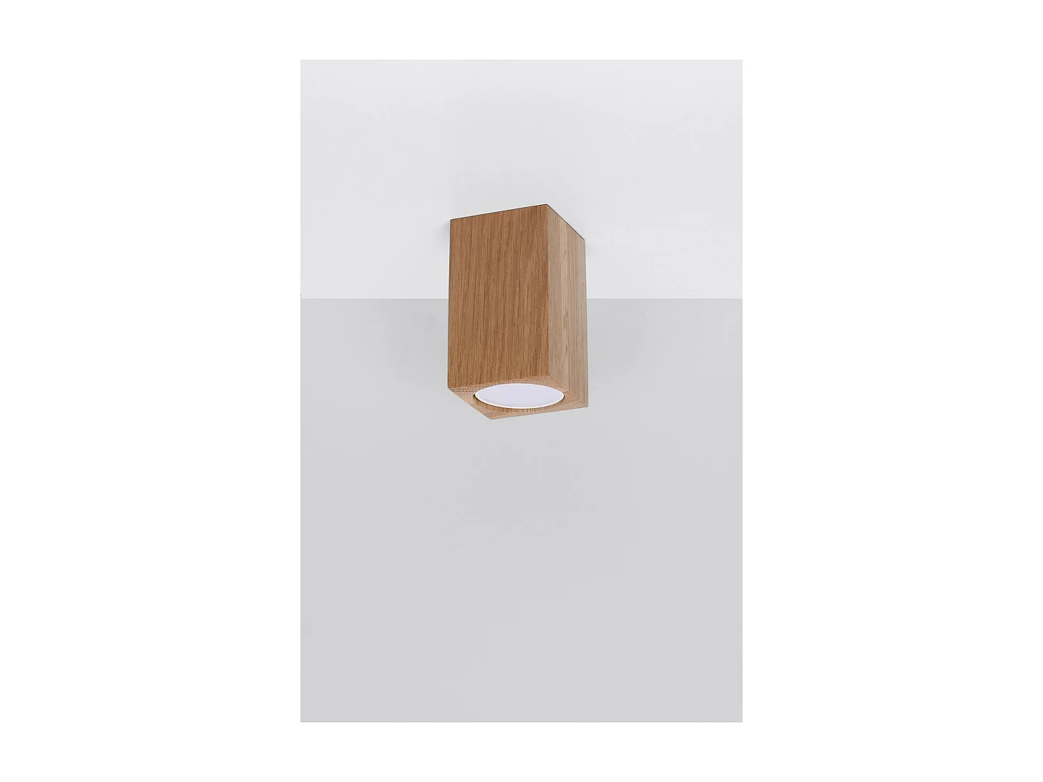 Sollux Lighting Keke Foco empotrable cuadrado de madera de roble, 30cm