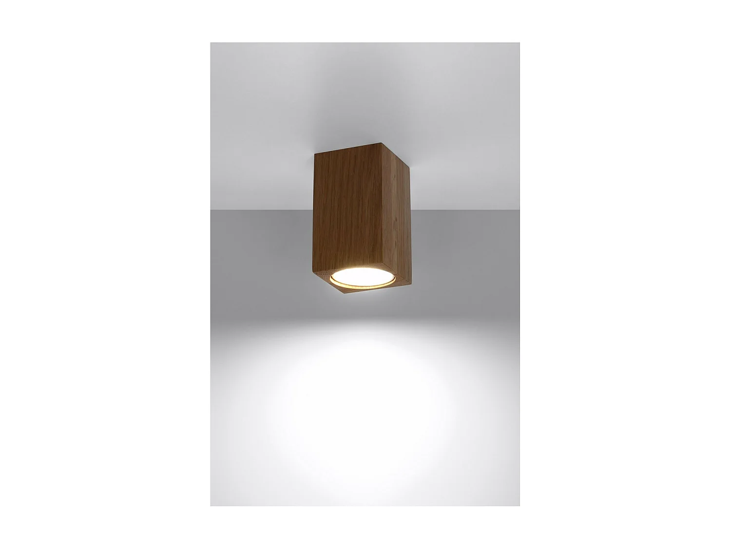 Sollux Lighting Keke Foco empotrable cuadrado de madera de roble, 30cm