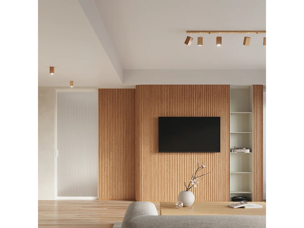 Sollux Lighting Keke Foco empotrable cuadrado de madera de roble, 30cm