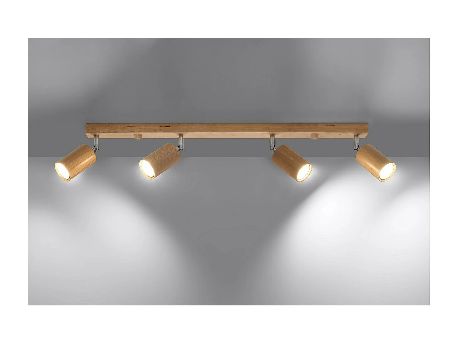 Sollux Lighting Berg Barra de 4 Focos de Techo, Madera Natural, 80cm
