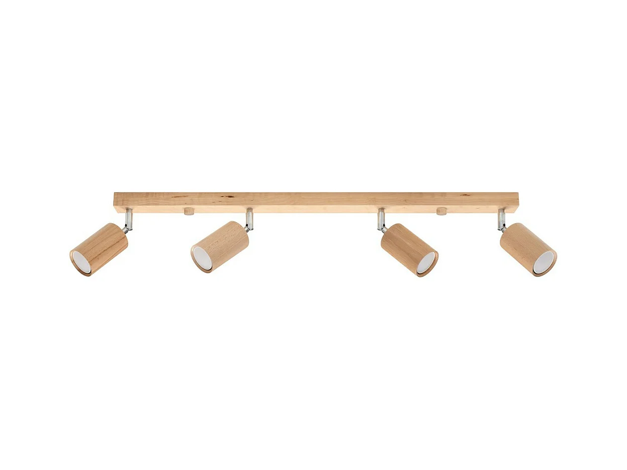 Sollux Lighting Berg Plafonnier 4 Spots Bar, Bois Naturel, 80cm