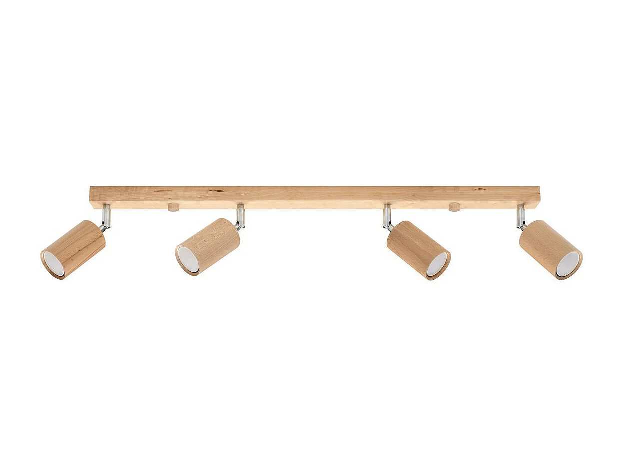 Sollux Lighting Berg Soffitto 4 Faretti Bar, Legno Naturale, 80cm