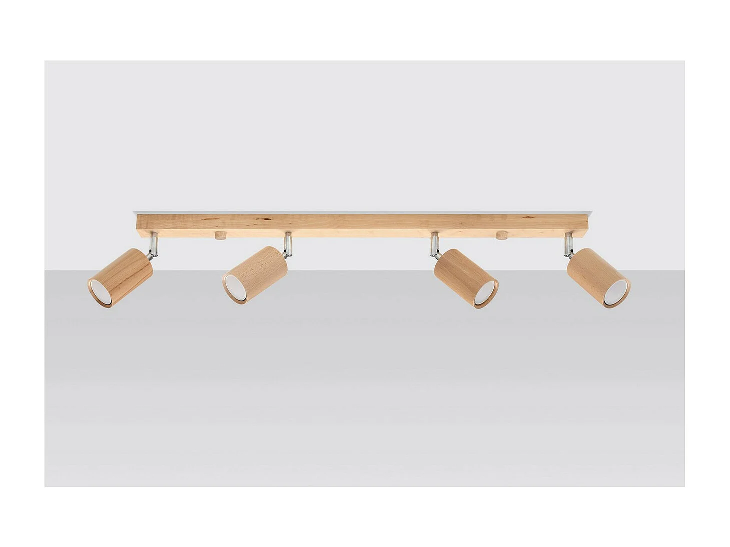 Sollux Lighting Berg Soffitto 4 Faretti Bar, Legno Naturale, 80cm