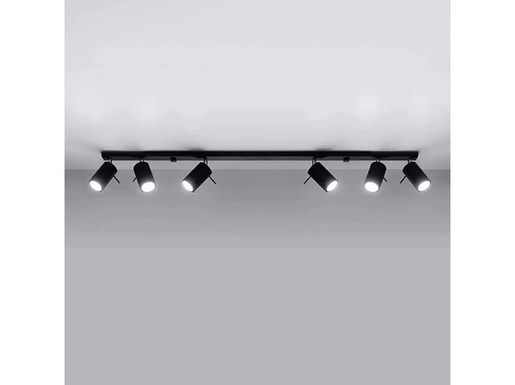 Sollux RING - 6 Light Spotlight Bar Nero, GU10