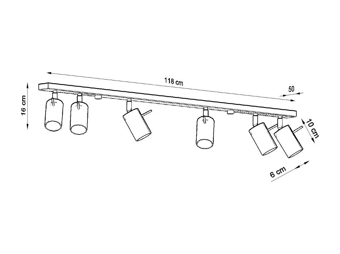 Sollux RING - 6 Light Spotlight Bar Nero, GU10