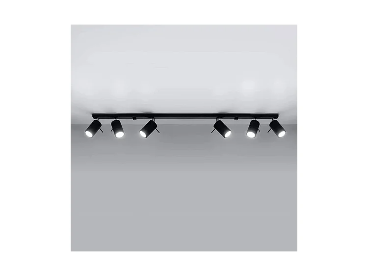 Plafondlampen Ring Modern Van  - 6 Lichtbronnen - L.118 X H.16 Cm - Zwart