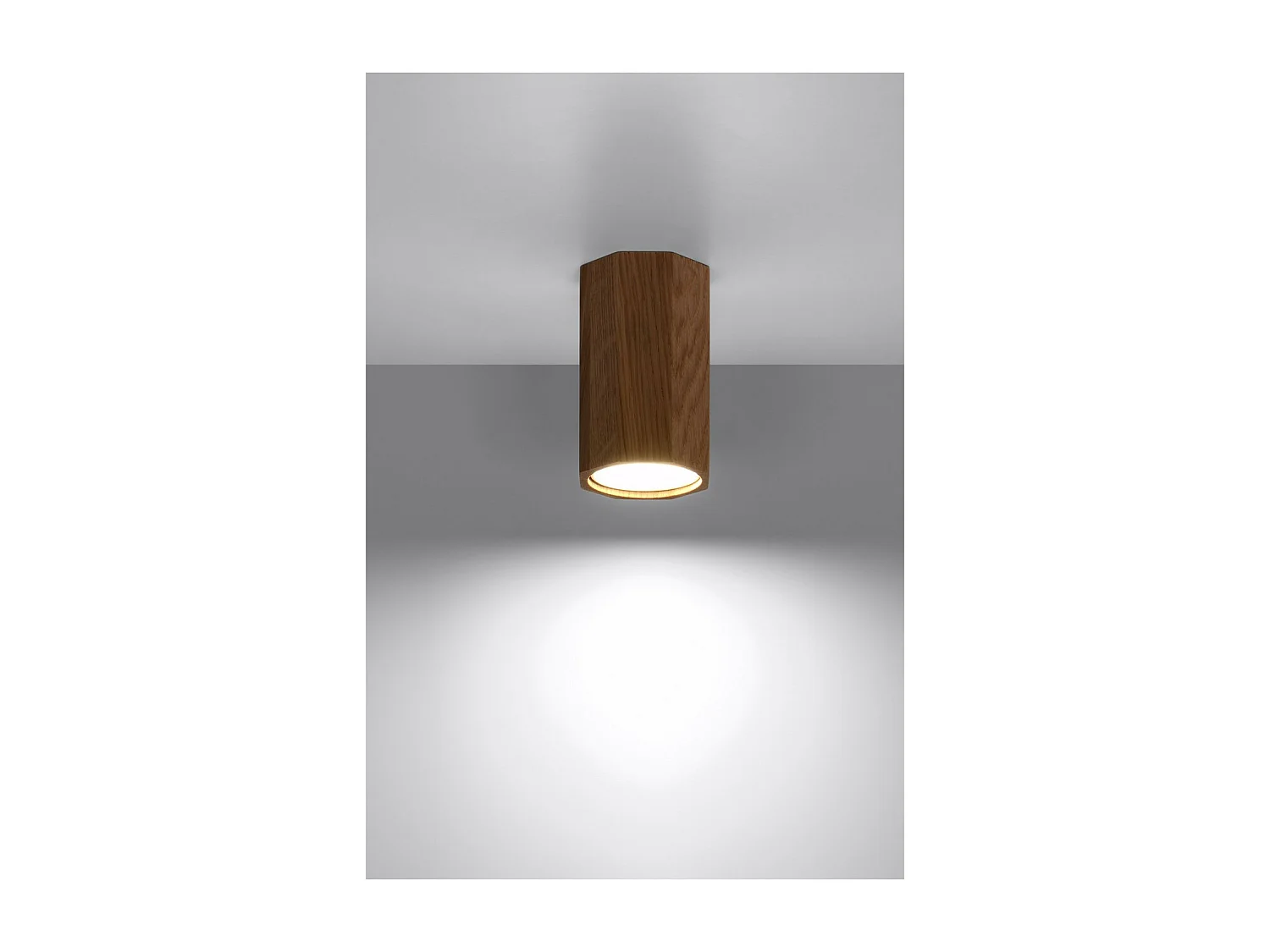 Sollux Lighting Zeke Bois de plafonnier octogonal monté en surface en chêne, 30 cm
