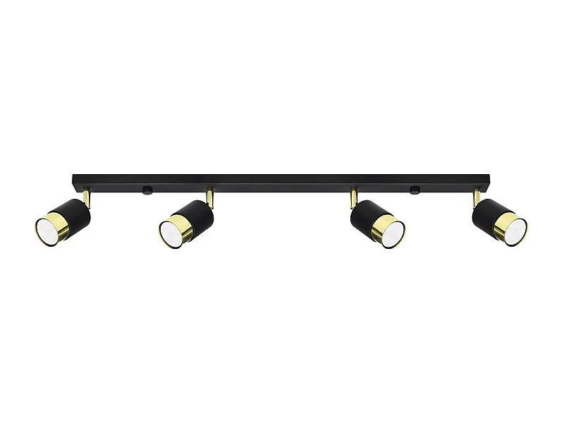Sollux Lighting Nero Faretto da soffitto a barra, nero/dorato, 4x GU10