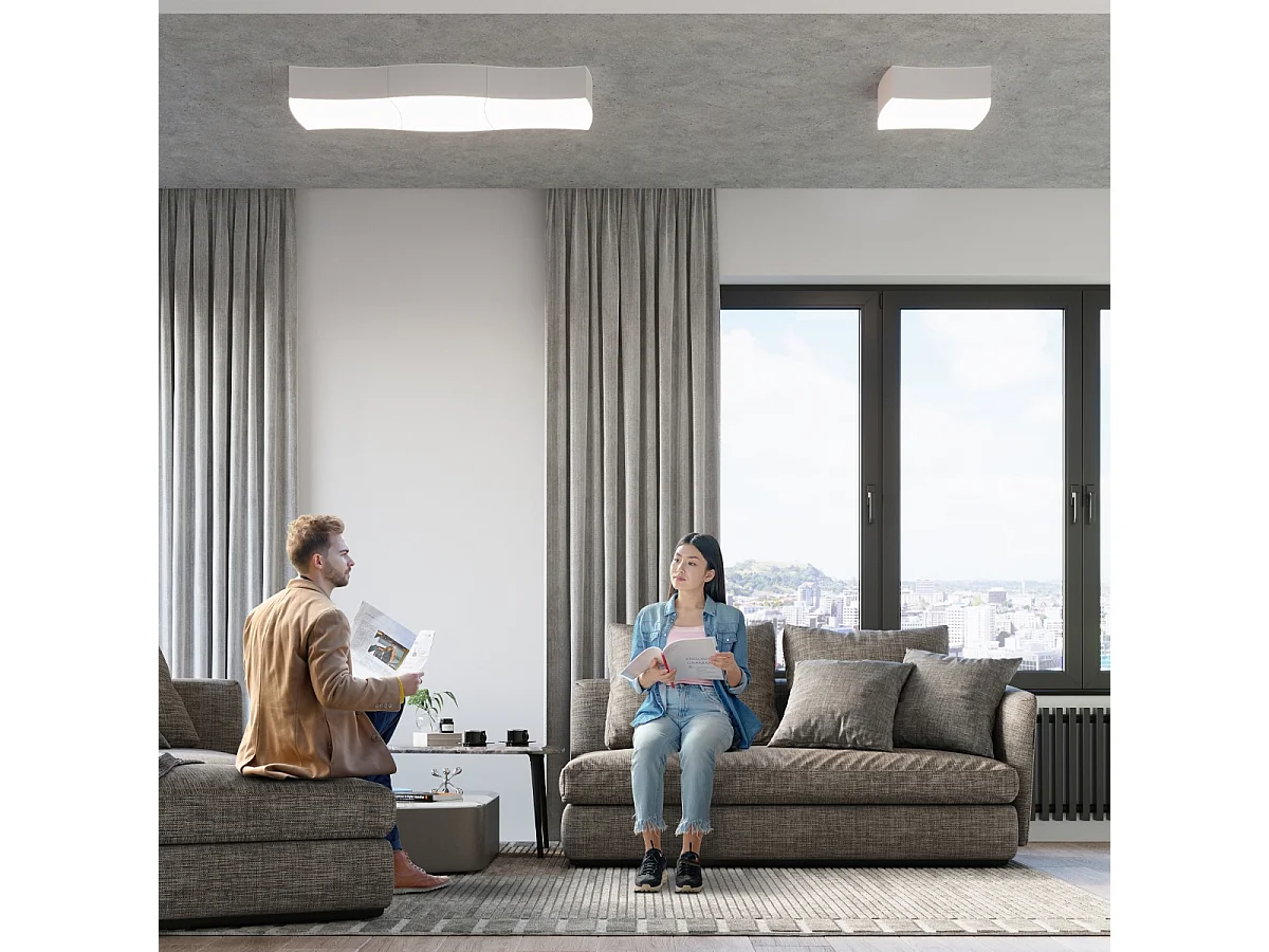 Plafondlampen Square Modern Van  - 2 Lichtbronnen - L.39 X H.11,5 Cm - Wit