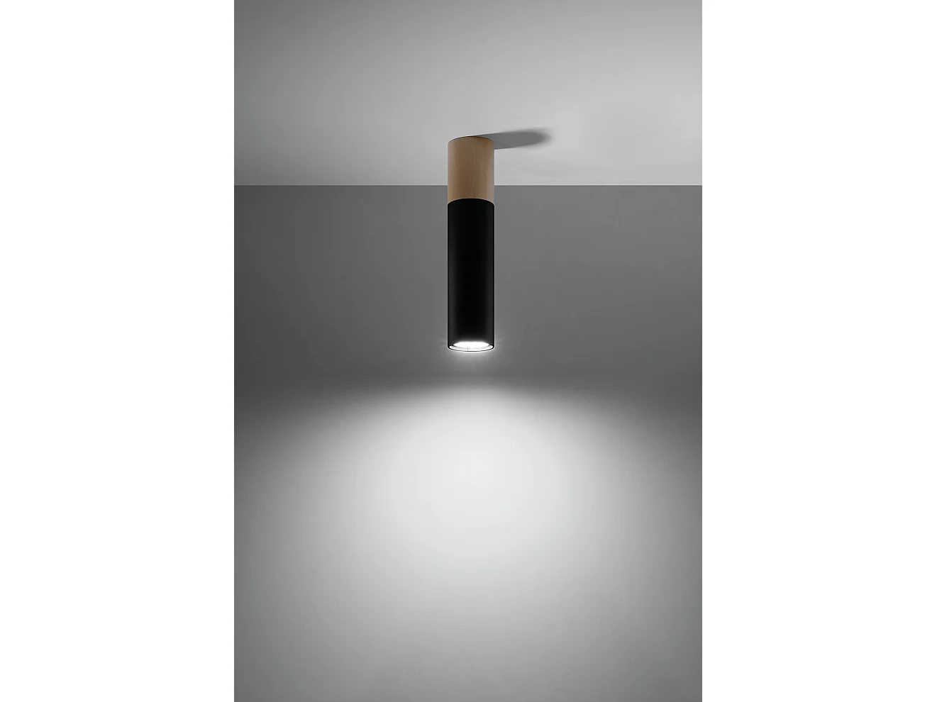 Plafondlampen Pablo Modern Van  - 1 Lichtbronnen - L.6 X H.30 Cm - Natuurlijk Hout/Zwart