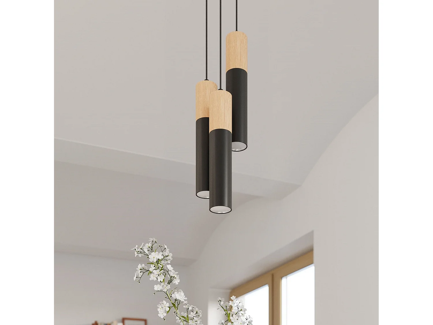Surface Mounted Abwärtsstrahlers Flush licht Black, Natural Wood GU10 Aufbau-Abwärtsstrahlers Flächenbündig Schwarz, Naturholz GU10