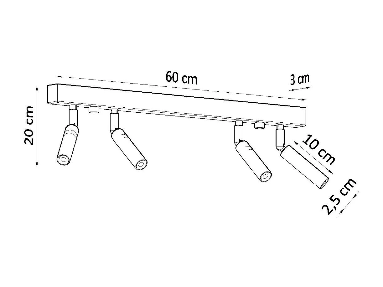 Sollux EYETECH Barre Droite Flush 4Light Noir G9