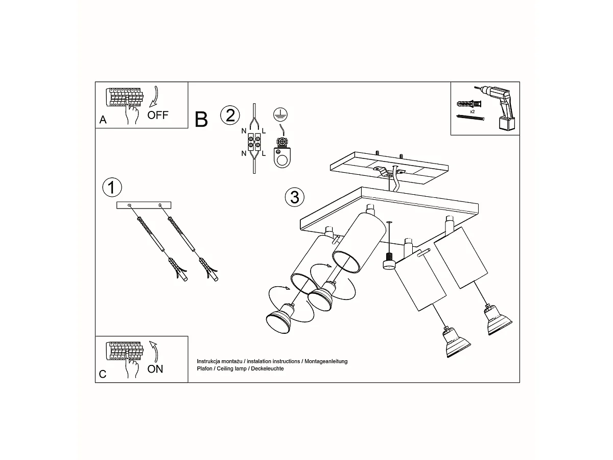 Plafon RING 4 chromowany